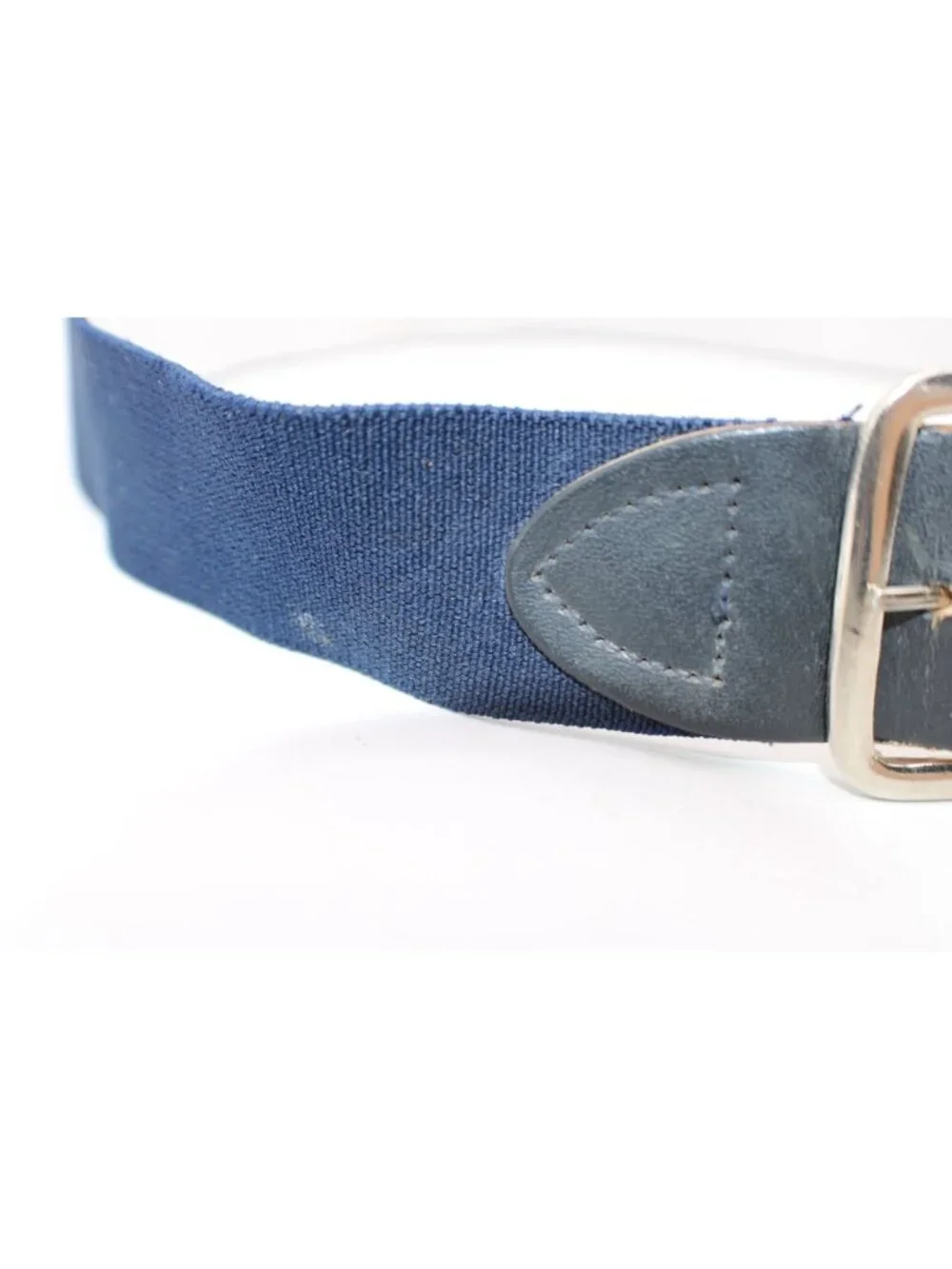 Vintage Navy Blue Elastic Belt Adjustable Stretch Waist Belt Faux Leather Buckle